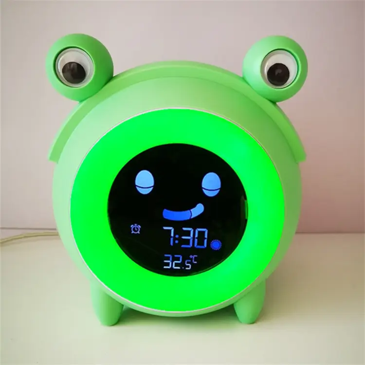 frog natural sound chordal music player face expressions change children sleep training wake up trainer nap reminder alarm clock