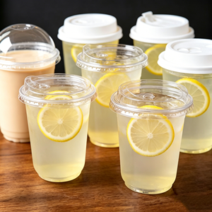 Vasos de Plástico Desechables Ecológicos de 400 ml con Logotipo Personalizado, Tapa Transparente en Forma de U, Vaso Esmerilado de Pared Simple para Postre, Café, Leche, Té - Product Image 1