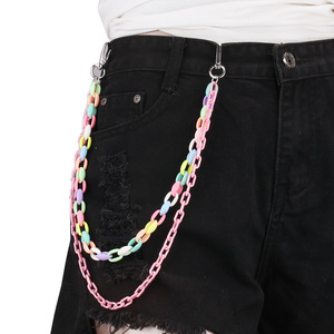 Colorful Double Layer Acrylic <b>Pants</b> Chain Fashionable Candy Color Waist Chain For Daily Wear - Product Image 3