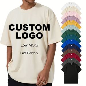 T-shirt vintage en coton lavé 230g pour homme, teinture à la cire, style rétro, coupe ample, épaules tombantes, col rond, manches courtes - Product Image 2