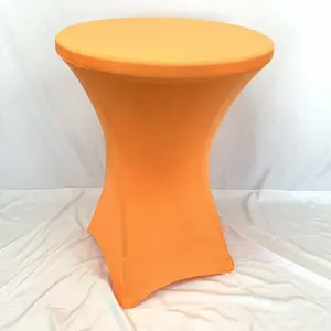 Orange Spandex Cocktail Table Cover Fitted High Top Round Table Cloth For Wedding Party Banquet Event Hotel Restaurant
