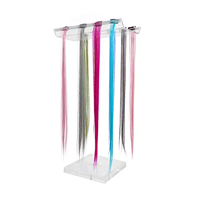 Présentoir transparent en acrylique, porte-perruques pour salon de beauté, extensions de cheveux, vente en gros,