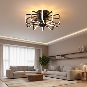 Ventilateur de plafond LED moderne 6 vitesses 3 températures de couleur réglables Contrôle par application et télécommande pour salon salle à manger - Product Image 5