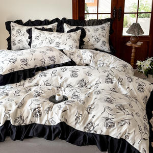 Ensemble housse de <span class=keywords><strong>couette</strong></span> à volants King Size 100% coton housse de <span class=keywords><strong>couette</strong></span> gothique noir <span class=keywords><strong>papillon</strong></span> imprimé housse de <span class=keywords><strong>couette</strong></span> avec fermeture à glissière - Product Image 6