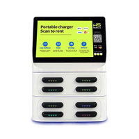 Borne de recharge publicitaire 8 écrans 10,1 pouces avec batterie externe 8000 mAh à charge rapide Type-C pour location et utilisation multi-appareils