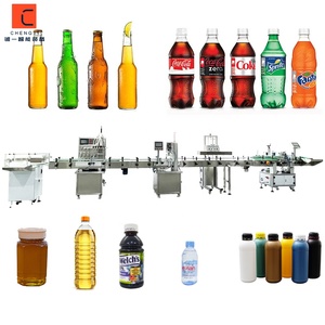 Ligne de production automatique de bouteilles à 6 buses, personnalisée, haute productivité 3000 bouteilles/heure, pour miel, jus, poudre, avec bouchage et étiquetage - Product Image 1