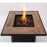 Table de foyer à gaz rectangulaire moderne en acier et fer rotin pour jardin et chauffage au propane