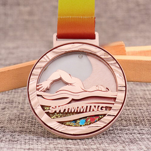 Unique Style Customization Metal Medal Die Casting Soft Enamel Quicksand Design Transparent Souvenir Medal Lanyard/Ribbon