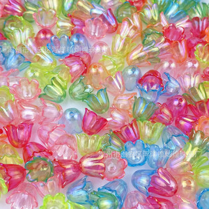 Perles acryliques transparentes irisées en forme de campanule pour accessoires de bijoux DIY (épingles à cheveux, boucles d'oreilles), usage quotidien unisexe - Product Image 2