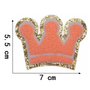 Yeni varış demir altın Glitter kenar renkli kendinden yapışkanlı nakış şönil taç yamalar giysi Diy aksesuarları için - Product Image 5