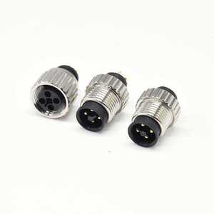 Conector M12 de 4 Pines, Codificado T, Soldadura, Moldeo por Inyección, Impermeable IP67, Conectores Macho y Hembra - Product Image 1