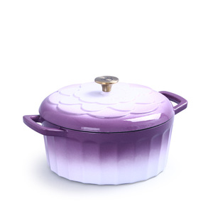 Ensemble de casseroles en fonte émaillée, violet lilas, antiadhésif, compatible four, casserole, grand faitout, sans toxines, compatible <span class=keywords><strong>induction</strong></span>, vente en gros - Product Image 4