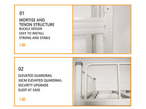 Современная металлическая двухъярусная кровать для взрослых со ступеньками, сверхпрочная и долговечная, экономит место, для использования в квартирах и больницах - Product Image 6