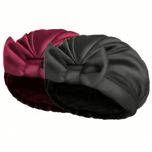 Nouvel Arrivage Bonnets de Douche en Satin Couleur Unie pour Femme avec Nœud, Imperméables et Décontractés pour Usage Quotidien - Product Image 2