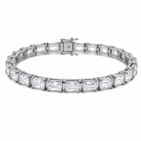 Offre Spéciale – Bracelet Tennis Unisexe en Acier Inoxydable Plaqué Rhodium avec Zircons Géométriques, Sertissage Griffe, Style Luxe Tendance – Idéal Cadeau