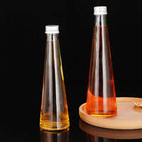Botol air kaca bening kerucut 330ml bebas BPA, tutup sekrup anti bocor ramah lingkungan untuk minuman anggur dapat digunakan kembali