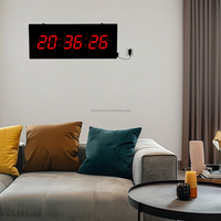 Jam Dinding Digital Ukuran Besar dengan Layar LED Besar, Alarm Multifungsi, Bingkai Aluminium, Memori Waktu