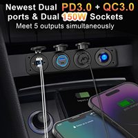 Chargeur USB 12V 90W double QC3.0 PD USB C avec voltmètre et adaptateur de prise de courant 12v et interrupteur étanche pour bateau marin