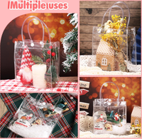 Sacs cadeaux en PVC transparent de haute qualité avec poignées, sacs d'emballage en plastique à fond carré réutilisables pour les anniversaires, les fêtes de naissance, les cadeaux