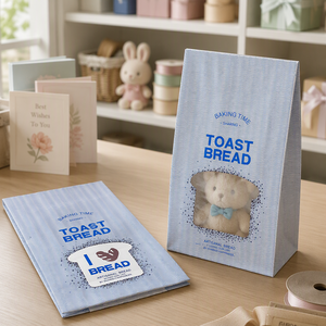 Sac en papier personnalisé imprimé avec fenêtre, bord roulé, pour emballage alimentaire, 13 x 9 x 27 cm, pour boulangerie à emporter - Product Image 4