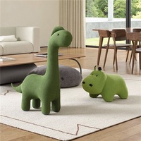 Tabouret enfant dinosaure à col long en tricot JS, avec structure en bois massif, pour le jeu et la détente, chaise décorative pour la maison, la chambre et l'hôtel
