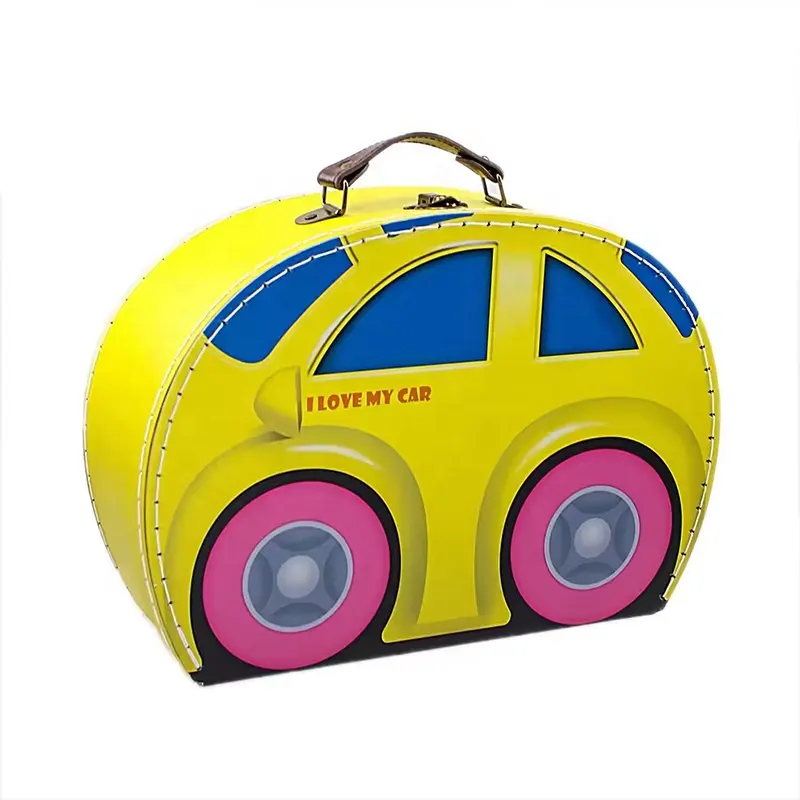 Yaratıcı araba şekli çocuk oyuncağı bavul hediye ambalaj yarı daire şeker geri dönüşümlü boy karton bavul