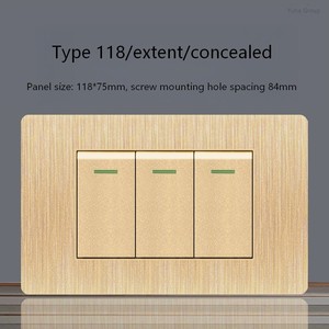 Panel de PC en oro cepillado, 2 juegos de indicadores LED rectos unidireccionales, interruptor de encendido/apagado de 16A, interruptor universal para escaleras y paredes. - Product Image 5