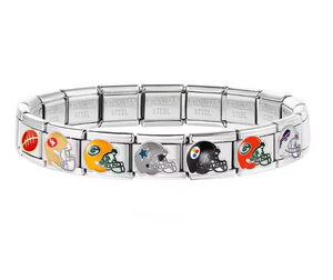 สร้อยข้อมือสไตล์อิตาลีแบบเชื่อมต่อกัน ลายหมวกกันน็อคฟุตบอล ถุงมือชกมวย เบสบอล หัวใจ หูฟัง  สำหรับใส่กับสร้อยสแตนเลสขนาด 9 มม. ของขวัญ DIY - Product Image 2