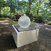 Fontaine sphérique en acrylique avec base en acier inoxydable, grande fontaine en acier inoxydable, décoration de jardin moderne pour la maison