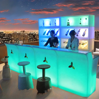 Meubles de jardin de luxe modernes, tables lumineuses, meuble TV en plastique et ensemble de table basse, table de bar illuminée