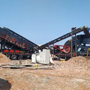 Planta de trituración de roca de desecho de construcción Máquina trituradora de molino de martillo móvil Estación de trituración de granito de hormigón