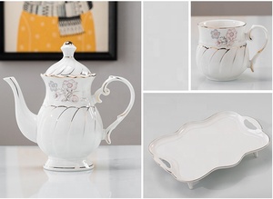 British 8 Pieces White <strong>Chinese</strong> <strong>Tea</strong> <strong>Set</strong> Porcelain Coffee <strong>Set</strong> <strong>Tea</strong> Pot <strong>Set</strong> with 6 Cups - Product Image 5