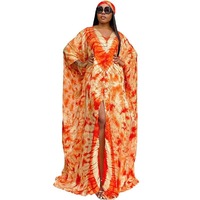 Robe longue à manches longues pour femmes, style ethnique africain rétro imprimé, en satin sexy, transfrontalière Europe-Amérique