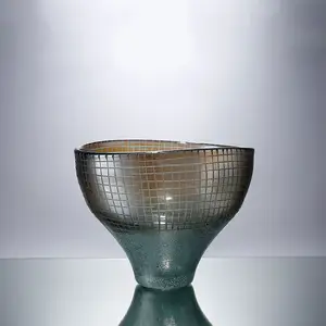 Pot de fruits décoratif universel, en verre, forme Unique, Transparent, gris et Orange, estompe, coloré, Vase pour décoration intérieure, vente en gros,