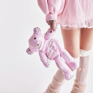 Mochila Rosa de Osito de Peluche con Púas y Tachuelas de Estilo Atrevido - Product Image 5