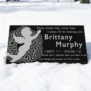 Custom Flat Granite <strong>Memorial</strong> <strong>Plaque</strong> with Angel Design - Weatherproof Grave Marker <strong>for</strong> Cemetery <strong>Garden</strong> Desert Snow - Product Image 4
