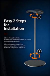 Support de casque en alliage d'aluminium, support de rangement de bureau pour casque de jeu et de bureau (modèle M9) - Product Image 5