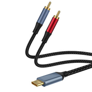 1.5m USB C 2RCA double adaptateur audio <span class=keywords><strong>RCA</strong></span> plaqué or Chipset IC téléphone portable caméra ordinateur câble en nylon type-c double <span class=keywords><strong>RCA</strong></span> Audio - Product Image 1