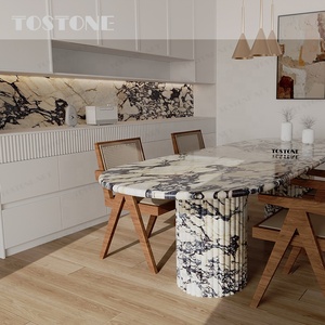 Mesa de Comedor Extra Grande de Mármol Natural Tostone ODM, Piedra Calacatta <span class=keywords><strong>Viola</strong></span> de Italia con Base de Doble Pedestal para 12 Personas - Product Image 2