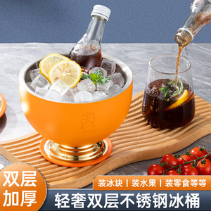 Koka Tong Ice <b>Bucket</b> 304 Stainless Steel Double Walled Insulated Round Party Beer Cooler <b>With</b> <b>Lid</b> Modern Design - Product Image 5