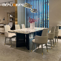 Table à manger en marbre de luxe, design italien moderne, extensible, taille personnalisable, marbre naturel de qualité supérieure, meubles de salle à manger en bois