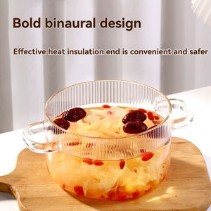 Olla de Sopa de Vidrio de Borosilicato Alto Transparente con Asas, Tetera con Tazón de Espuma, Calentamiento Eléctrico para Horno de Cerámica, para Sets de Café y Té - Product Image 3