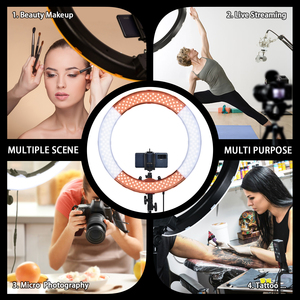 FOSOTO-Anneau lumineux LED RL18 de 18 pouces avec trépied, éclairage de photographie, lampe anneau de selfie, pour <span class=keywords><strong>Youtube</strong></span>, maquillage, Tik <span class=keywords><strong>Tok</strong></span> - Product Image 6