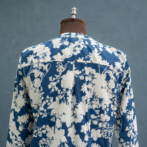 Blusa de Mujer con Estampado Floral, Cuello Mandarín, Manga Tres Cuartos, Botones, Informal, Primavera Verano, Popelina de Algodón - Product Image 5