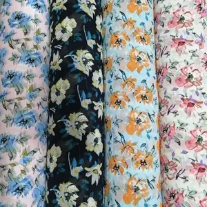 Tela de chiffon georgette com estampa floral, respirável, macia, para mulheres, vestido, chiffon, tecido de chiffon