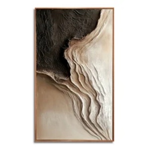 Peinture texturée abstraite neutre pour projet de décoration intérieure moderne artisanale, art mural 3D esthétique pour la conception d'intérieur - Product Image 6