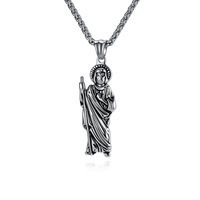 Colliers Pendentifs en Acier Inoxydable Hip Hop Religieux Saint Jude Jésus Catholique Chrétien Bijoux de Mode pour Hommes Femmes Vente en Gros