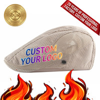 Gorra de malla para hombre, estilo boina británica con visera, transpirable, informal, étnica, ajustable, para verano y exteriores