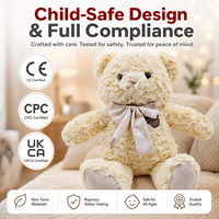 Adorable ours en peluche Kawaii en polaire crème avec nœud en lin et pattes beiges pour une décoration de chambre douillette – Idée cadeau