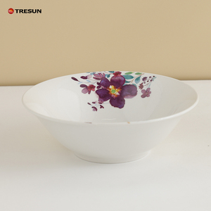 Sành điệu đầy đủ thiết lập tốt Trung Quốc tấm bộ thiết kế sang trọng trắng tím hoa thiết kế sứ đồ ăn đặt cho nhà - Product Image 4